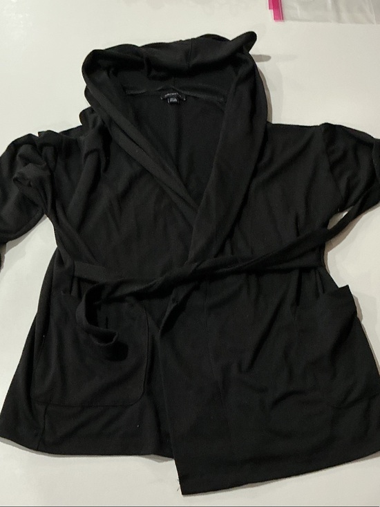 Jones New York Tops - Jones New York Black Hooded Wrap Cardigan